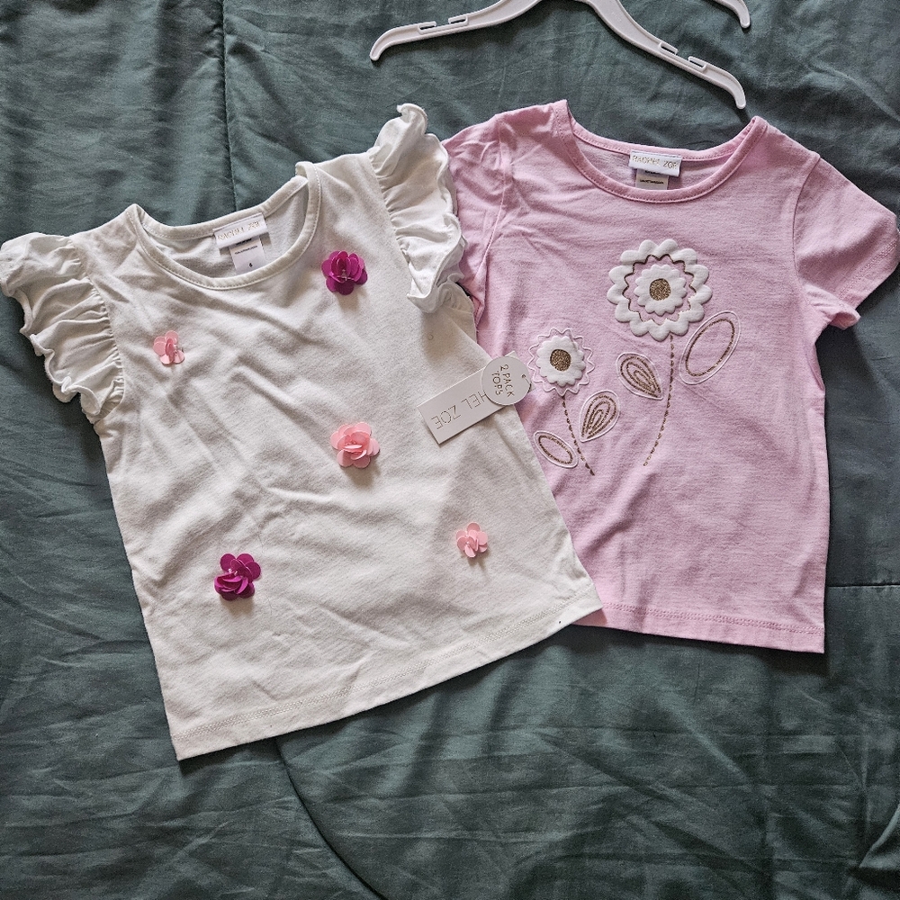 Pink and White Floral Baby Tees